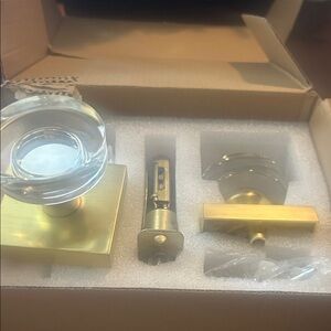 Glass and Gold Door Knob Set